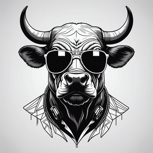 AI-Generated Bull DJ Tattoo