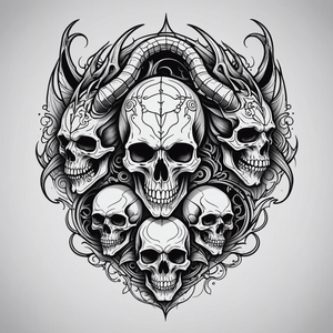 AI-Generated Skulls and Horns Tattoo